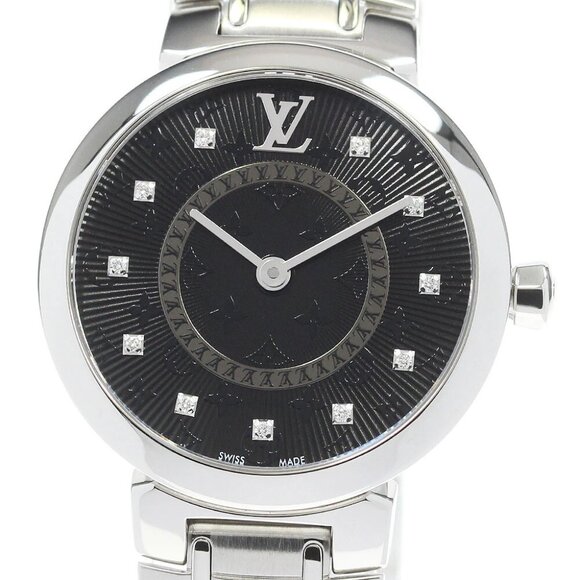 LOUIS VUITTON Tambour Slim PM QA143 11P Diamond Black Dial Quartz Ladies - Picture 1 of 7